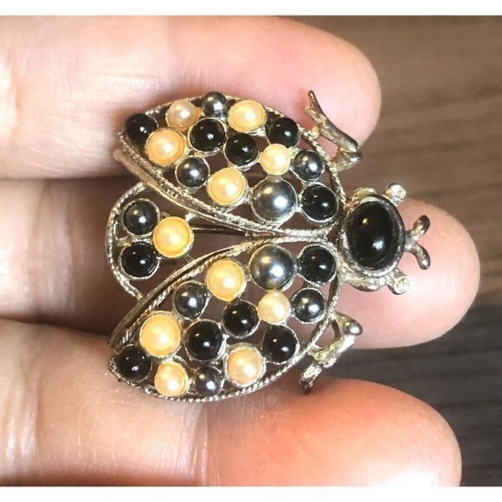 Beetle Brooch Gold Tone